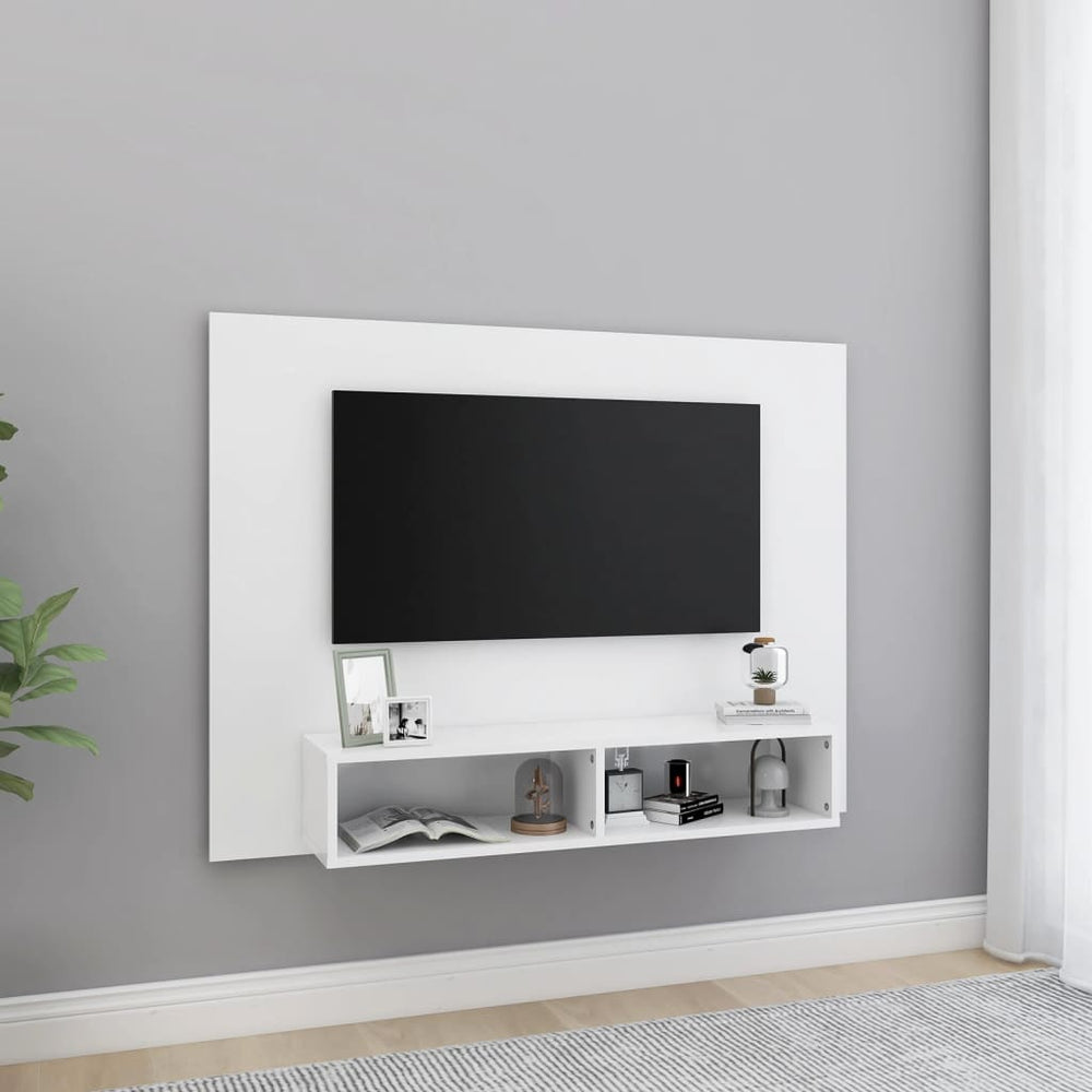 Sieninė TV spintelė, balta, 120x23,5x90cm, apdirbta mediena