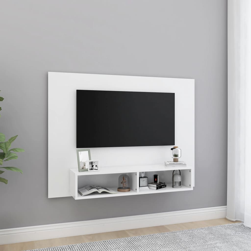 Sieninė TV spintelė, balta, 120x23,5x90cm, apdirbta mediena
