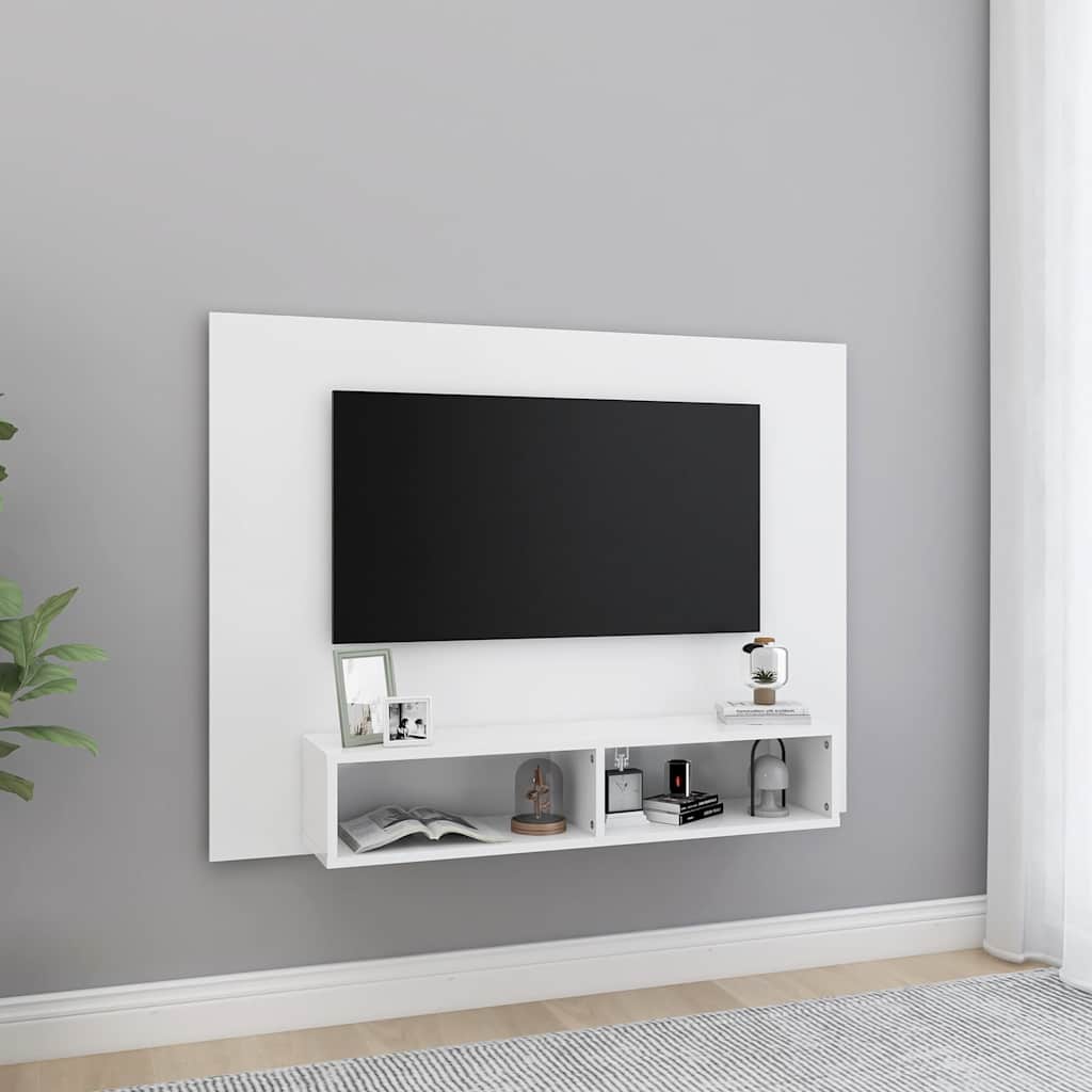 Sieninė TV spintelė, balta, 120x23,5x90cm, apdirbta mediena