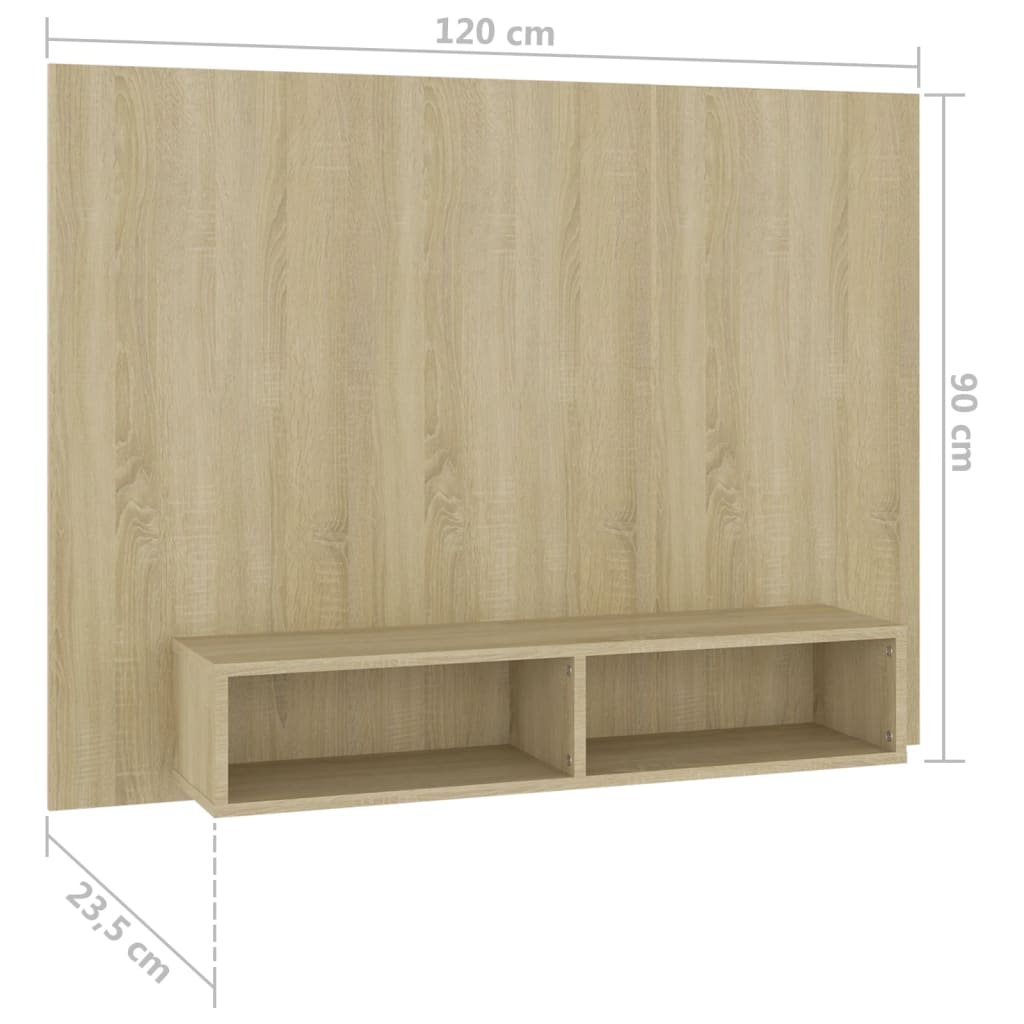 Sieninė TV spintelė, ąžuolo, 120x23,5x90cm, apdirbta mediena