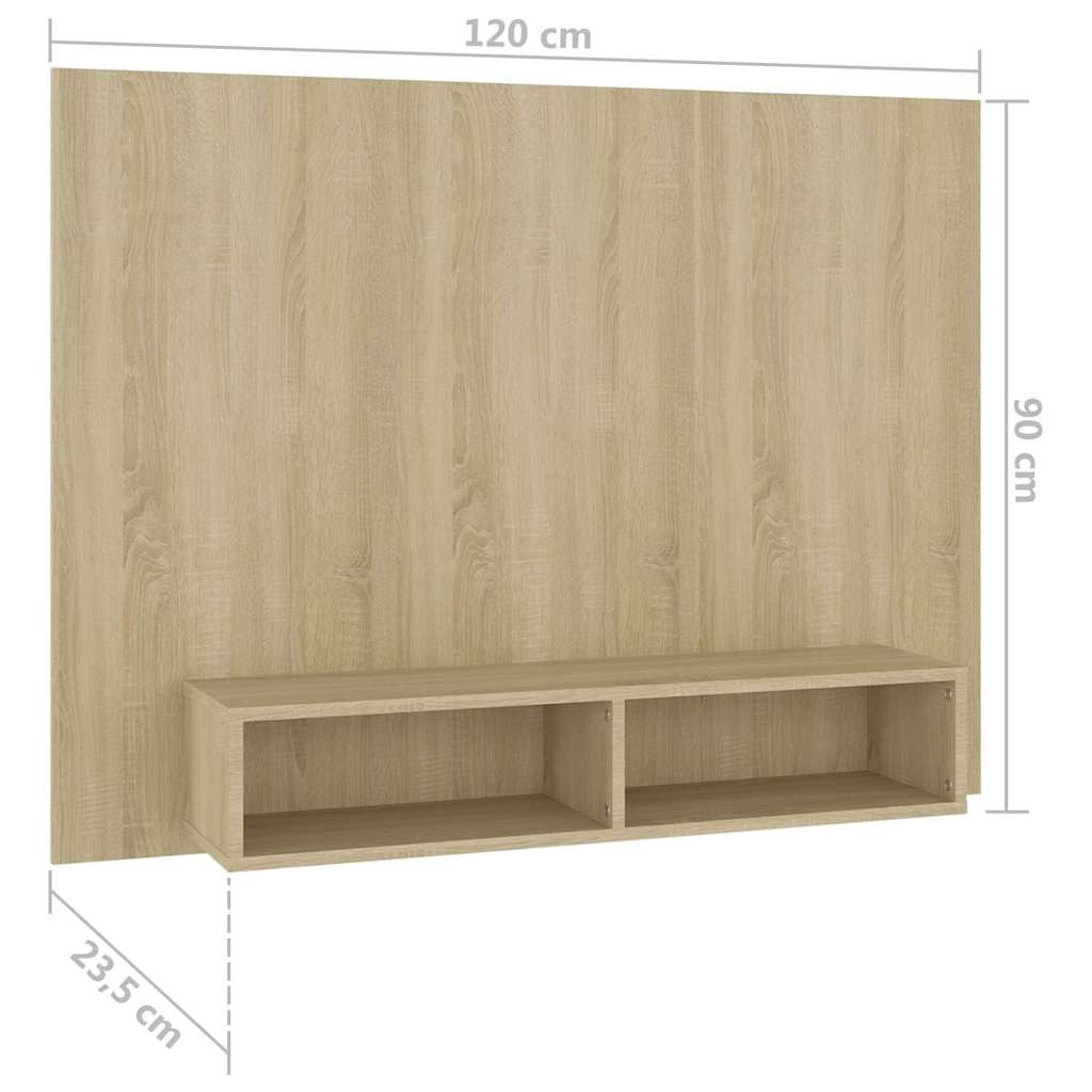 Sieninė TV spintelė, ąžuolo, 120x23,5x90cm, apdirbta mediena