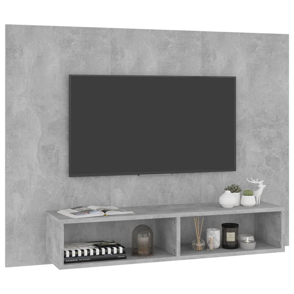 Pie sienas stiprināms TV skapītis, betona pelēks, 120x23,5x90cm, koks