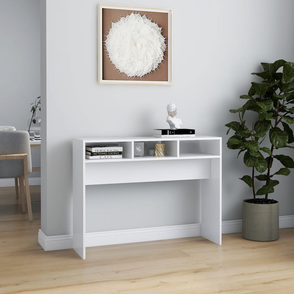 Konsolinis staliukas, baltas, 105x30x80cm, apdirbta mediena
