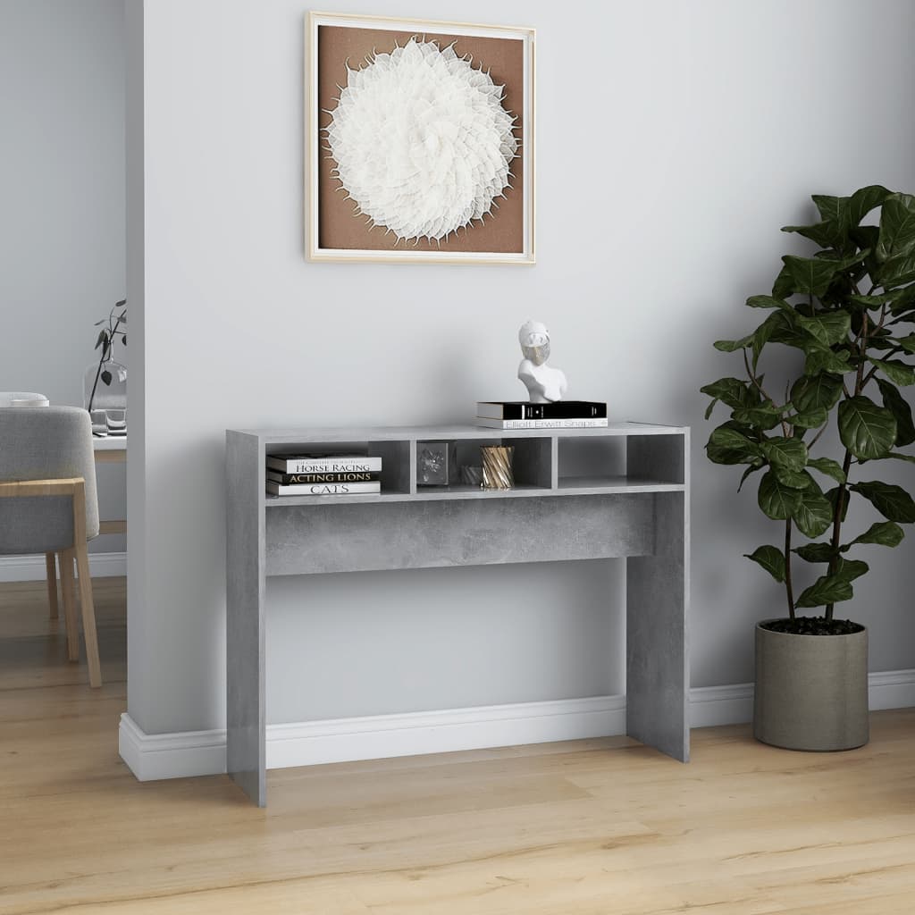 Konsolinis staliukas, betono, 105x30x80cm, apdirbta mediena