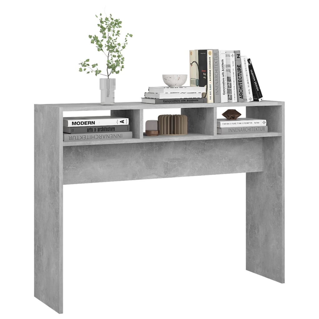 Konsolinis staliukas, betono, 105x30x80cm, apdirbta mediena
