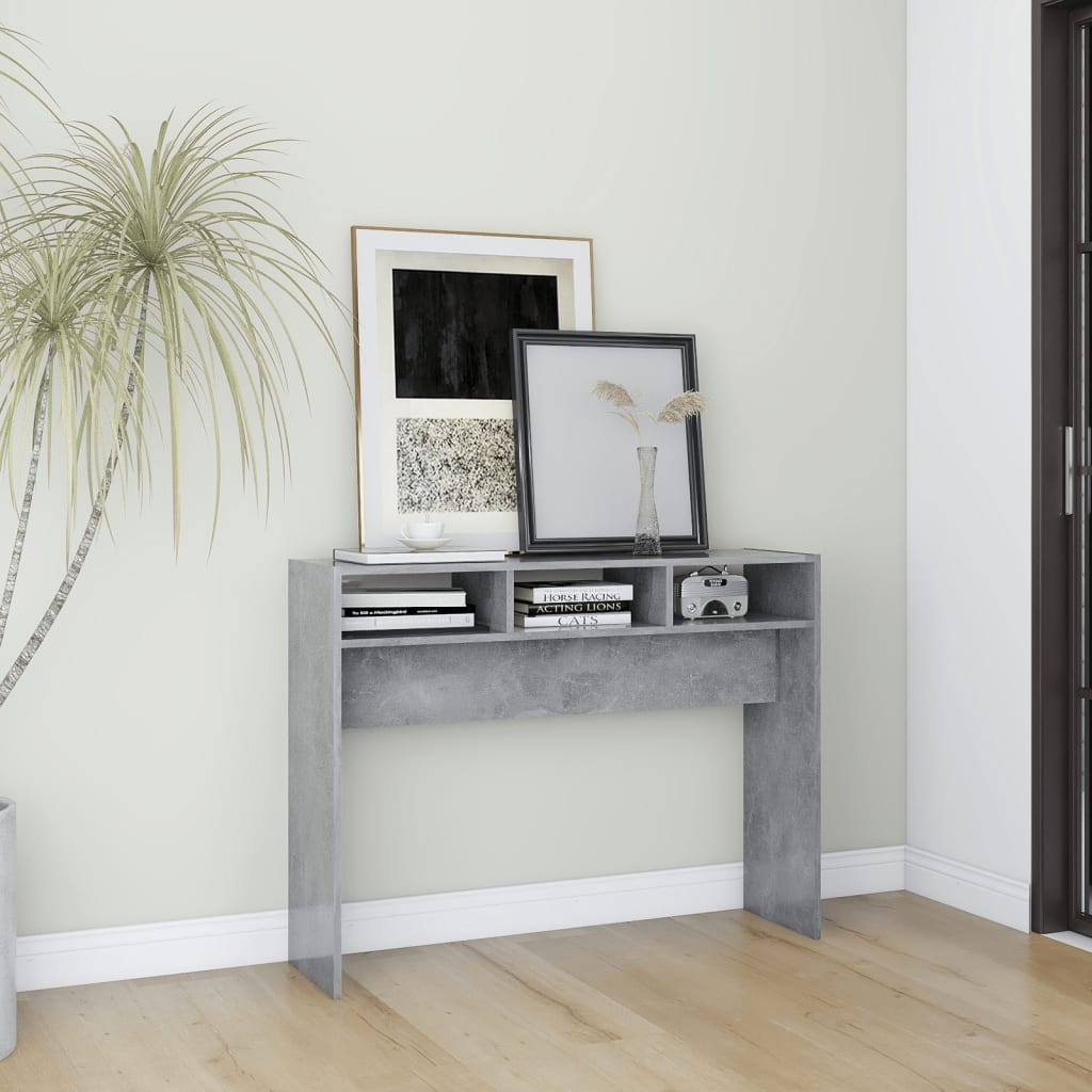 Konsolinis staliukas, betono, 105x30x80cm, apdirbta mediena