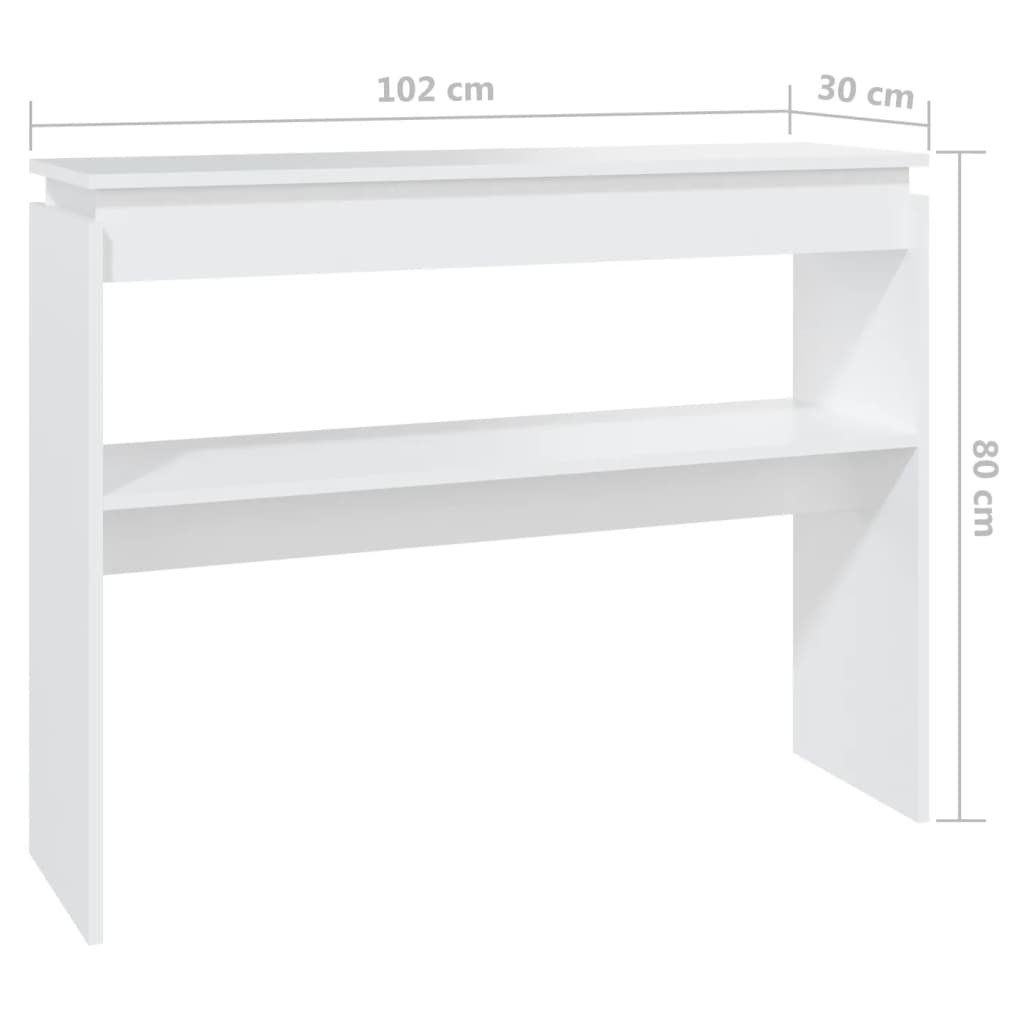Konsolinis staliukas, baltas, 102x30x80cm, apdirbta mediena