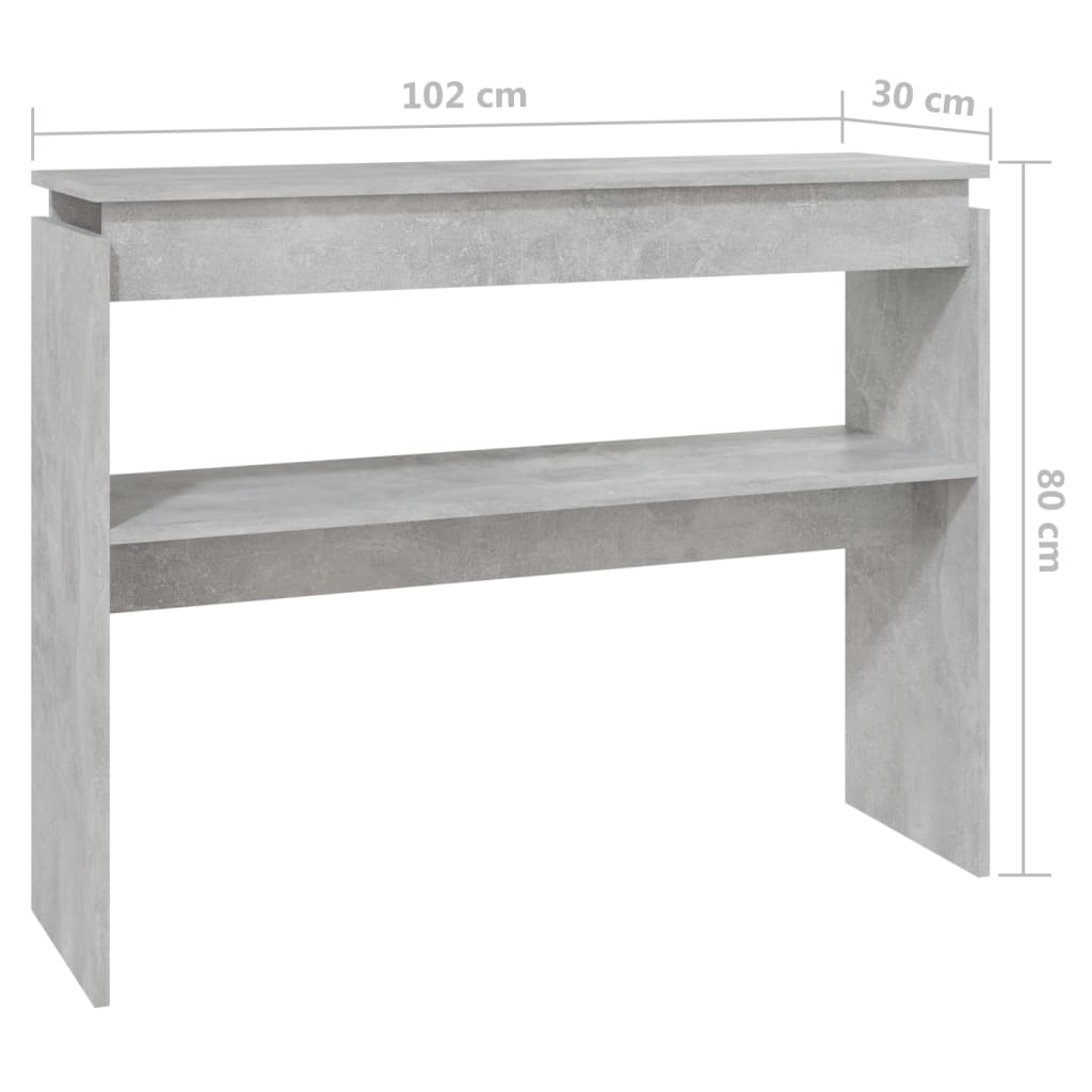 Konsolinis staliukas, betono, 102x30x80cm, apdirbta mediena