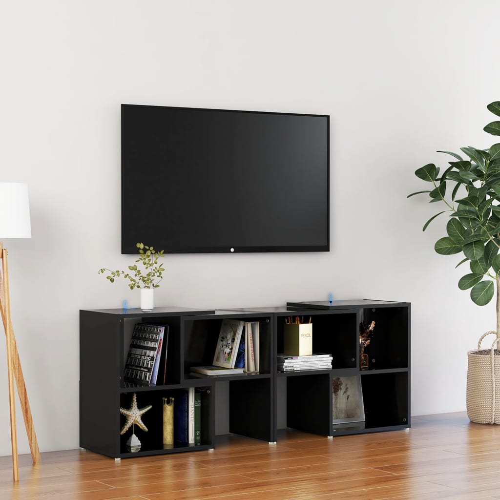 TV skapis, melns, 104x30x52 cm, inženierijas koks