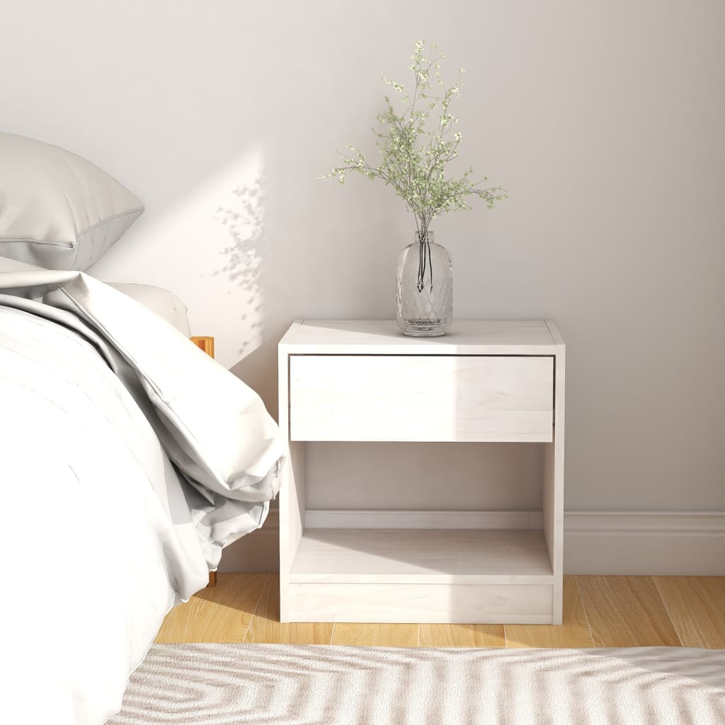 Nightstands, 2 pcs., white, 40x31x40cm, solid pine
