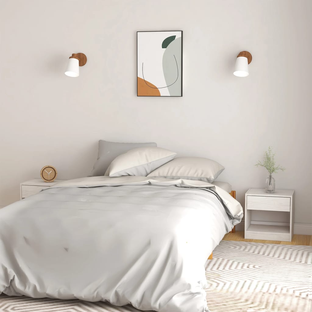 Nightstands, 2 pcs., white, 40x31x40cm, solid pine