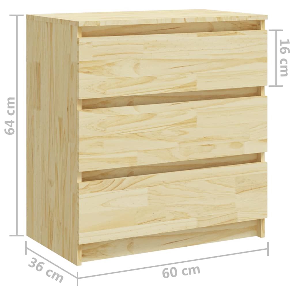 Nightstand, 60x36x64cm, solid pine