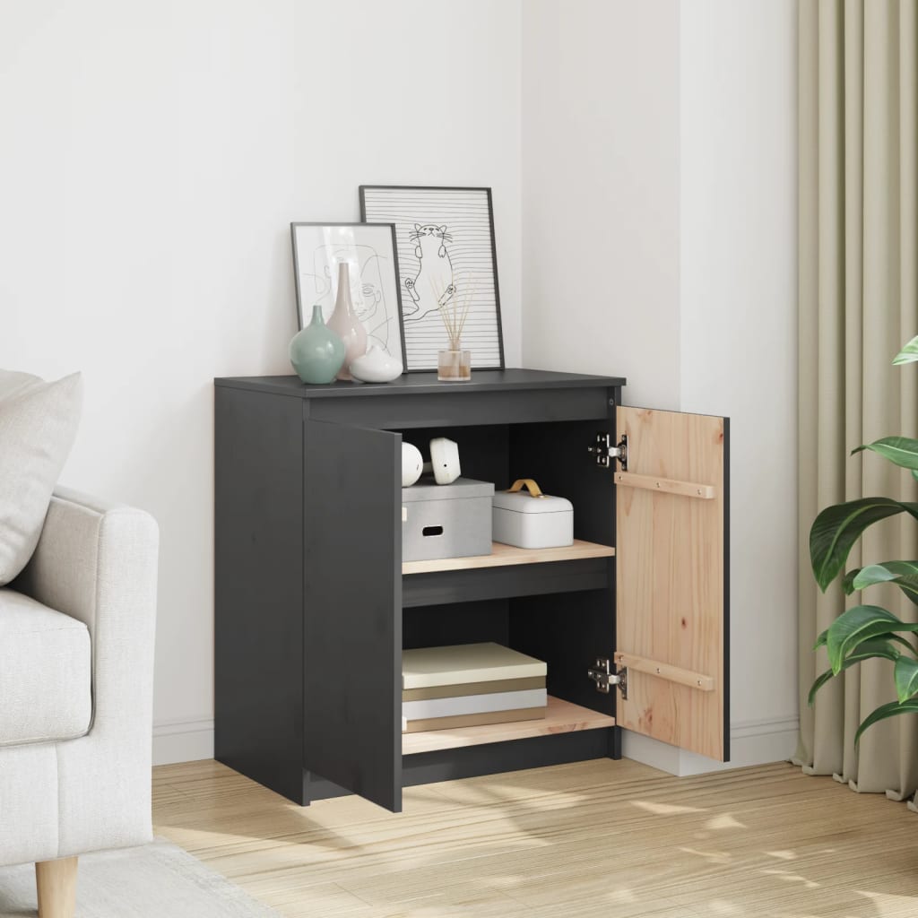Side cabinet, grey, 60x36x65cm, solid pine