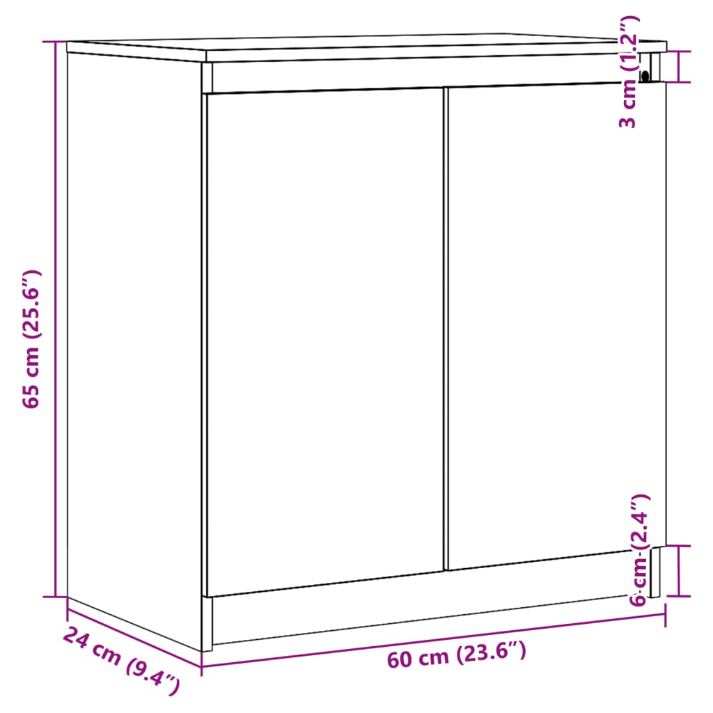 Side cabinet, grey, 60x36x65cm, solid pine