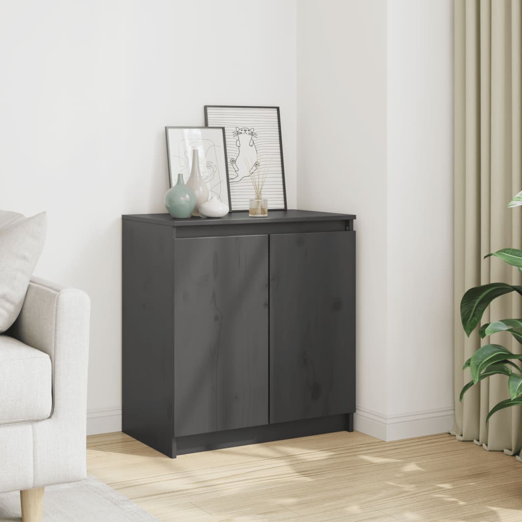 Side cabinet, grey, 60x36x65cm, solid pine