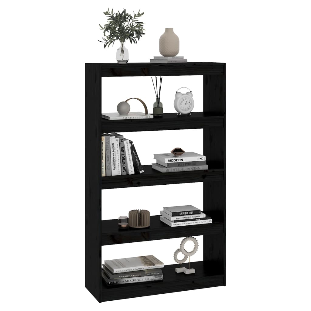 Bookcase/room divider, black, 80x30x135.5cm, pine