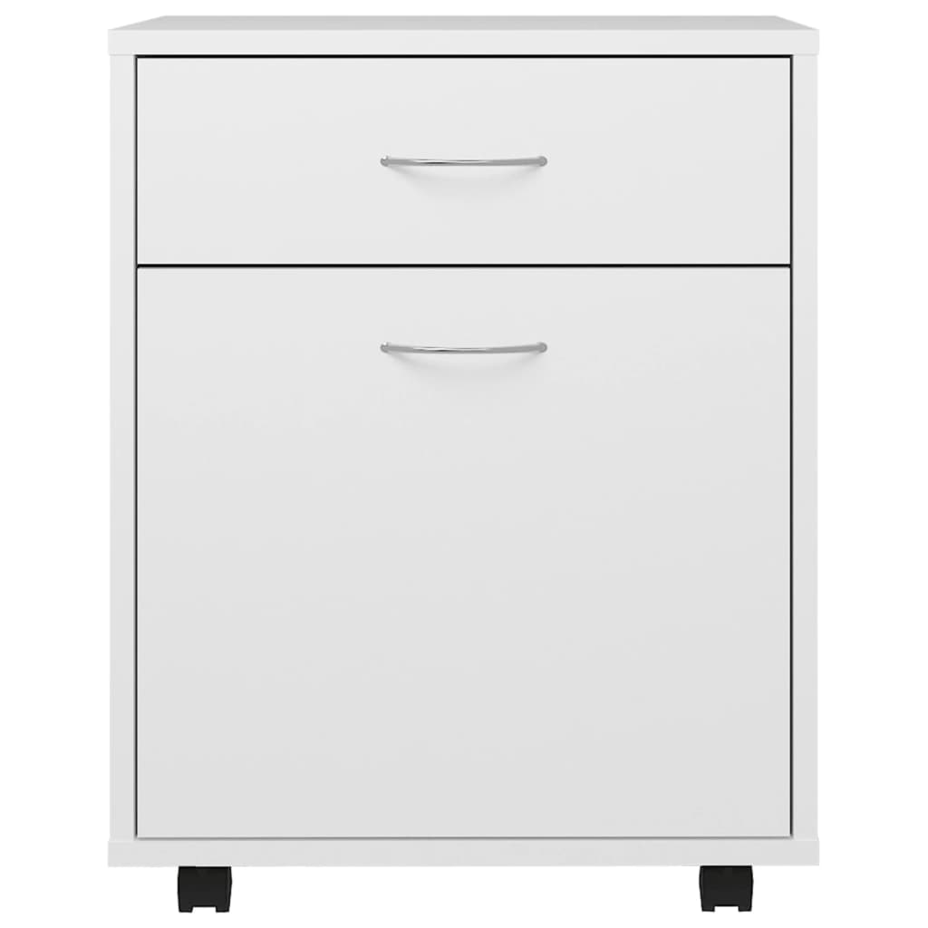 Cabinet with castors, white, 45x38x54cm, engineered wood