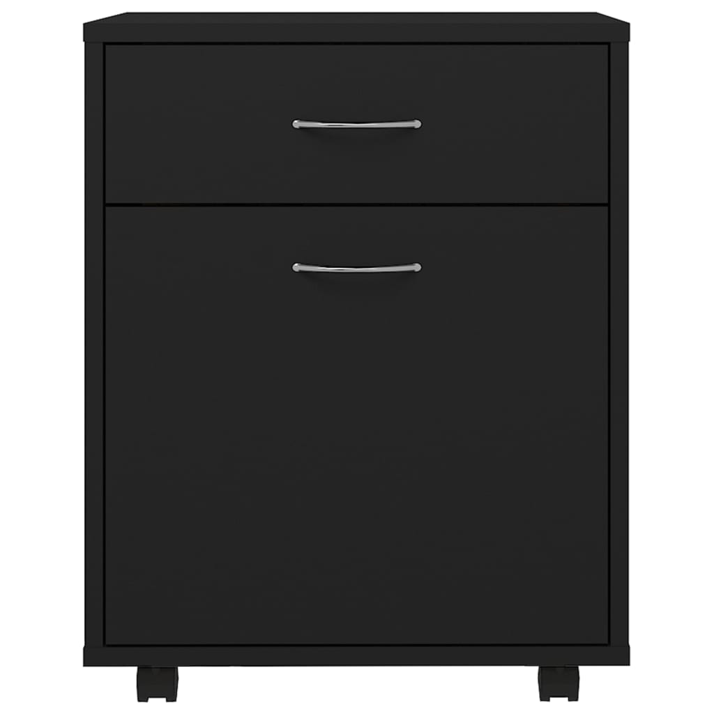 Cabinet with castors, black, 45x38x54cm, engineered wood