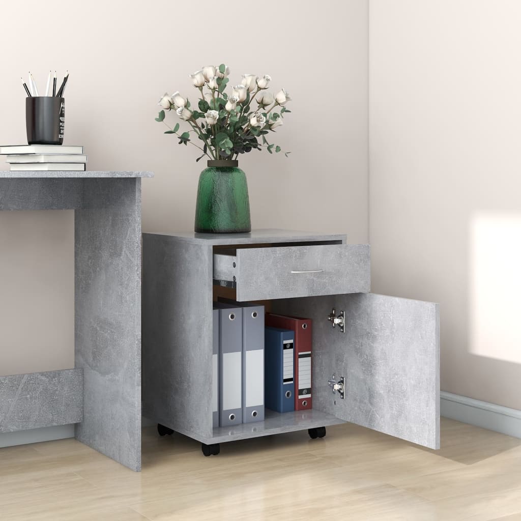 Cabinet with wheels, concrete, 45x38x54cm, treated wood