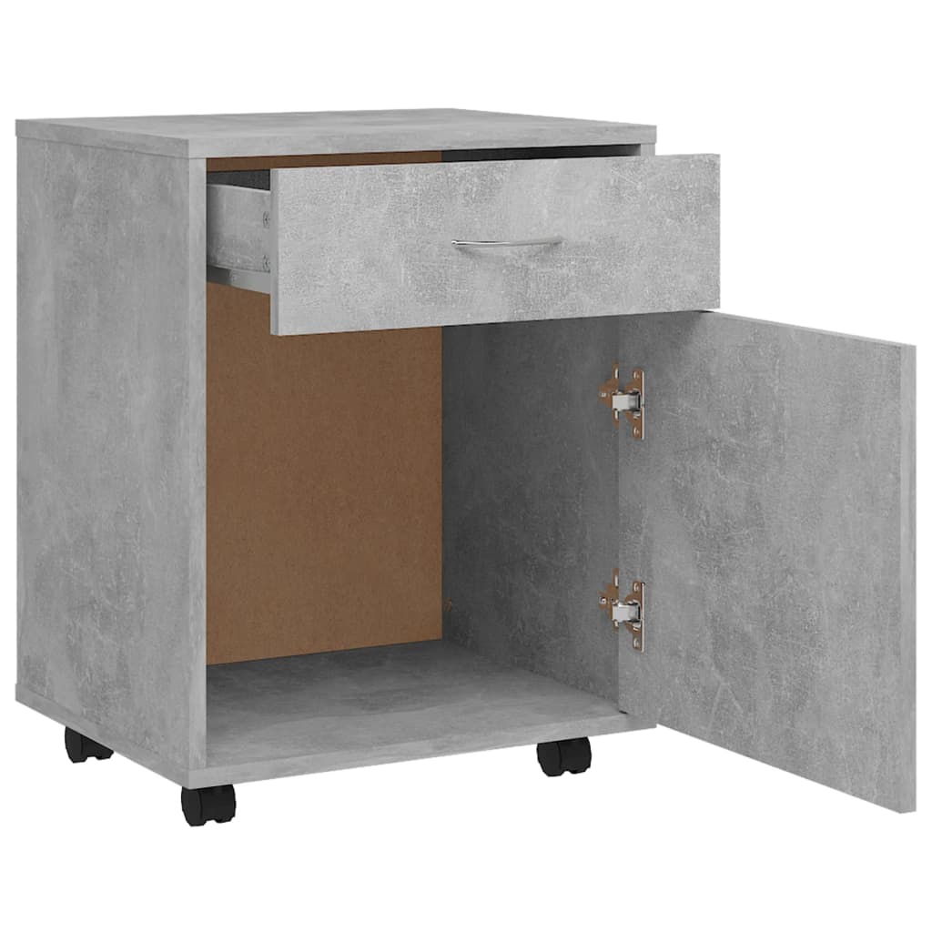 Cabinet with wheels, concrete, 45x38x54cm, treated wood