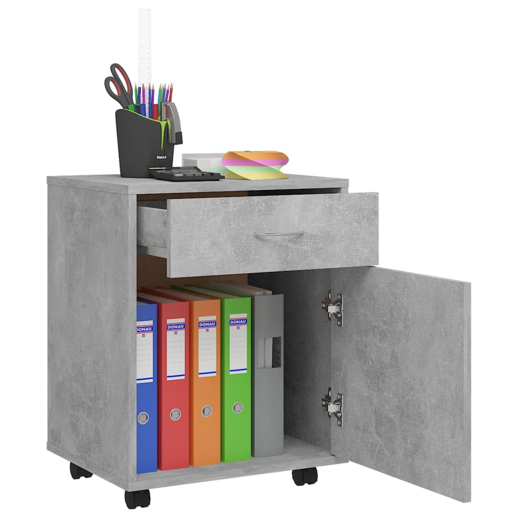 Cabinet with wheels, concrete, 45x38x54cm, treated wood
