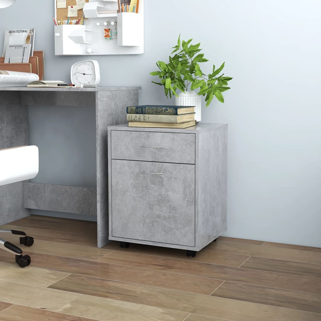 Cabinet with wheels, concrete, 45x38x54cm, treated wood