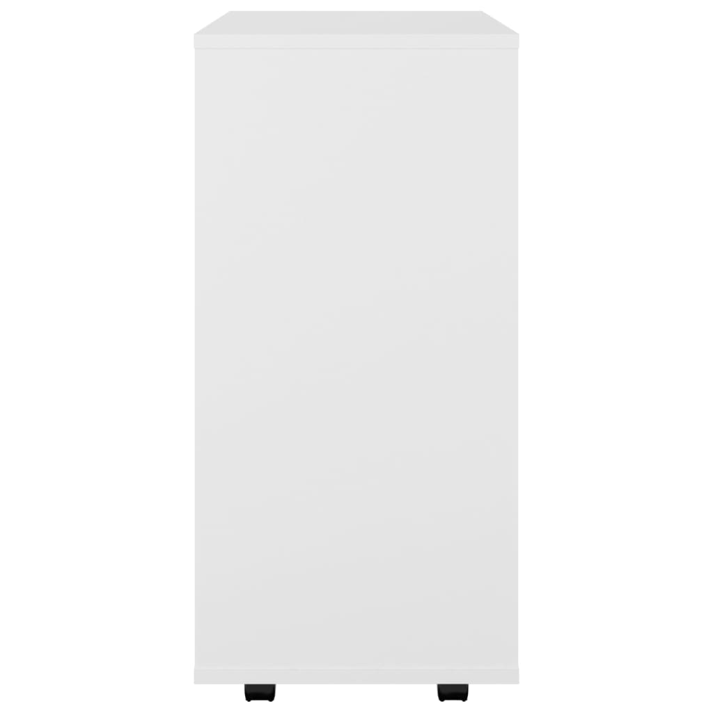 Cabinet with castors, white, 60x35x75cm, engineered wood