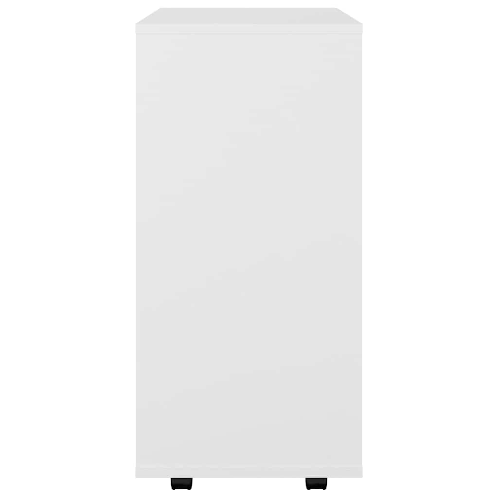 Cabinet with castors, white, 60x35x75cm, engineered wood
