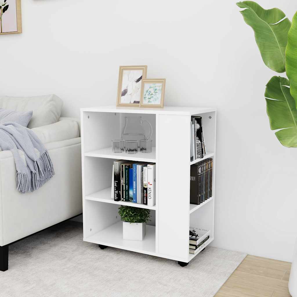 Cabinet with castors, white, 60x35x75cm, engineered wood
