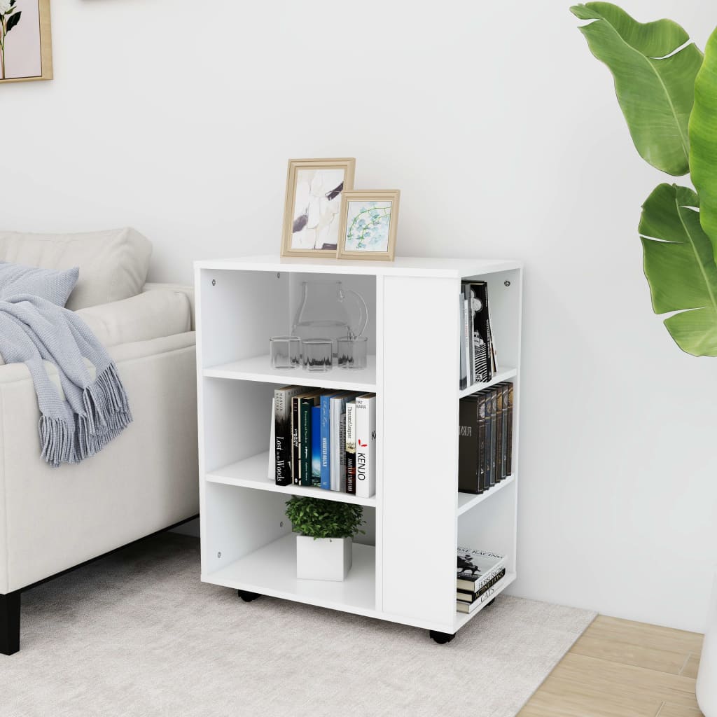 Cabinet with castors, white, 60x35x75cm, engineered wood
