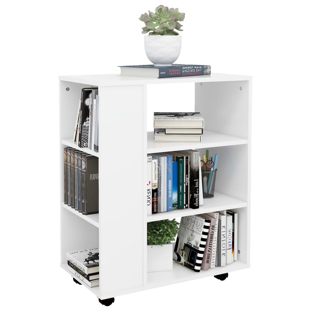 Cabinet with castors, white, 60x35x75cm, engineered wood