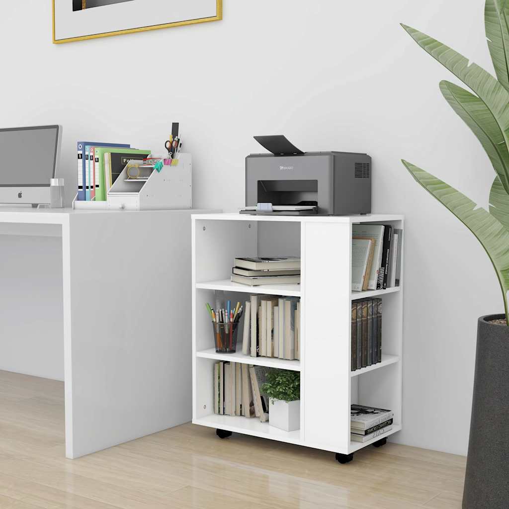 Cabinet with castors, white, 60x35x75cm, engineered wood