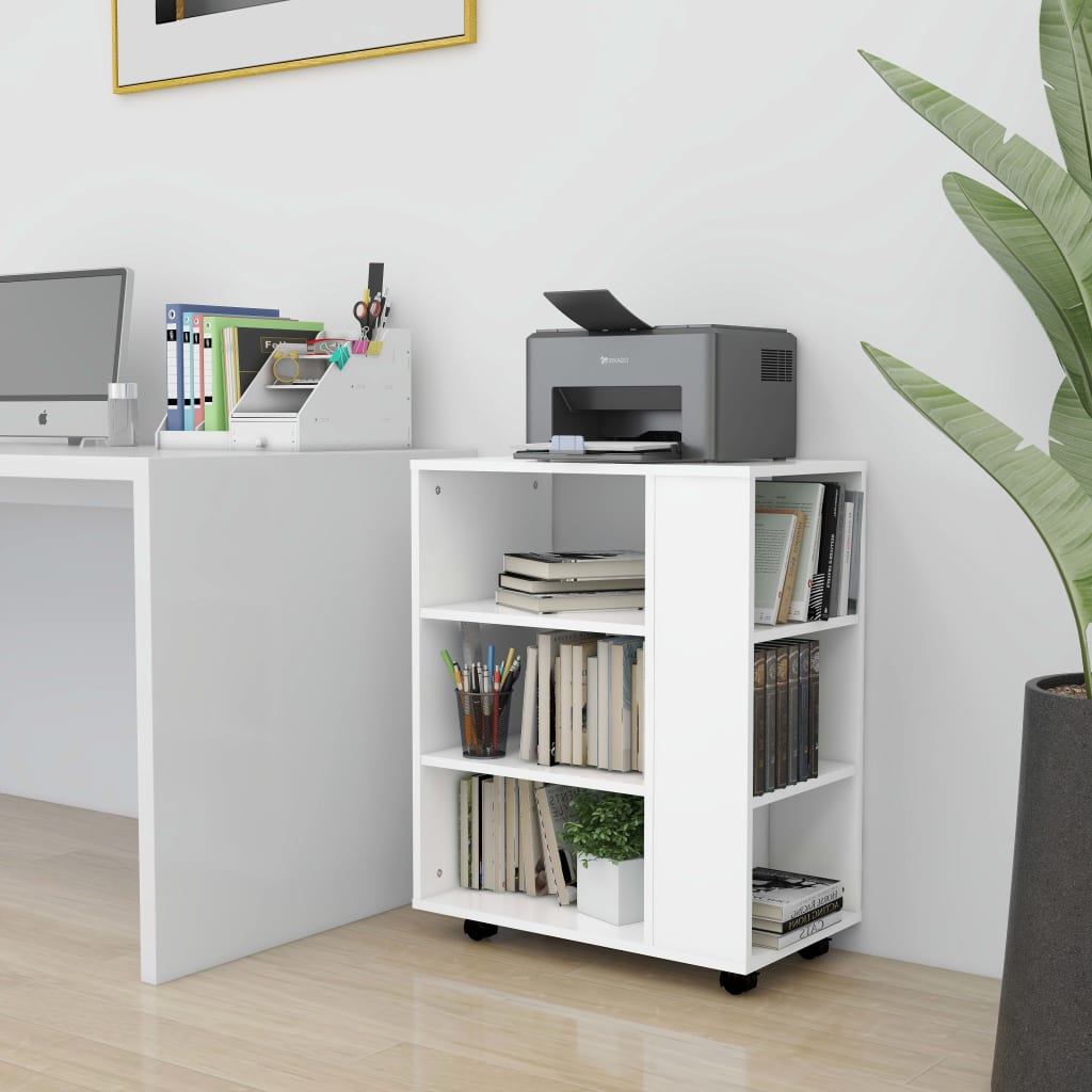 Cabinet with castors, white, 60x35x75cm, engineered wood