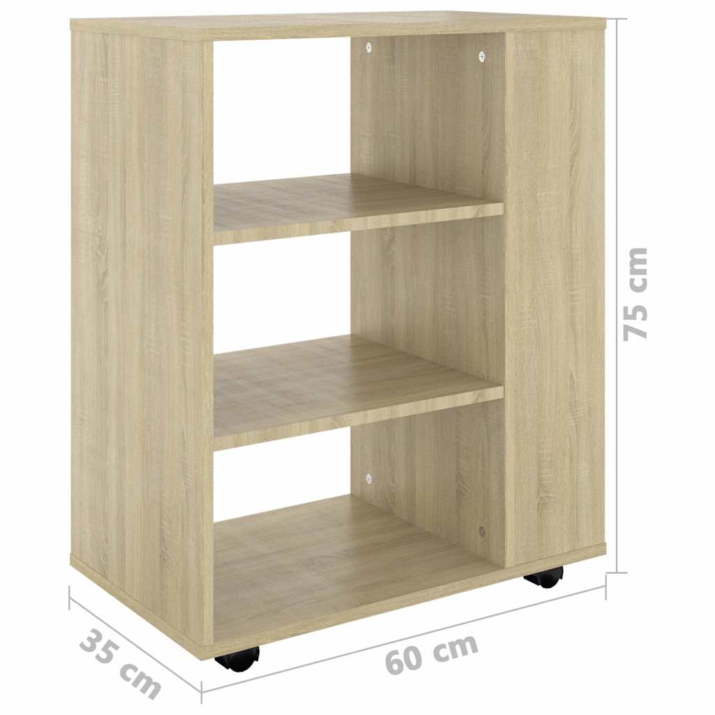 Cabinet with castors, oak, 60x35x75cm, treated wood