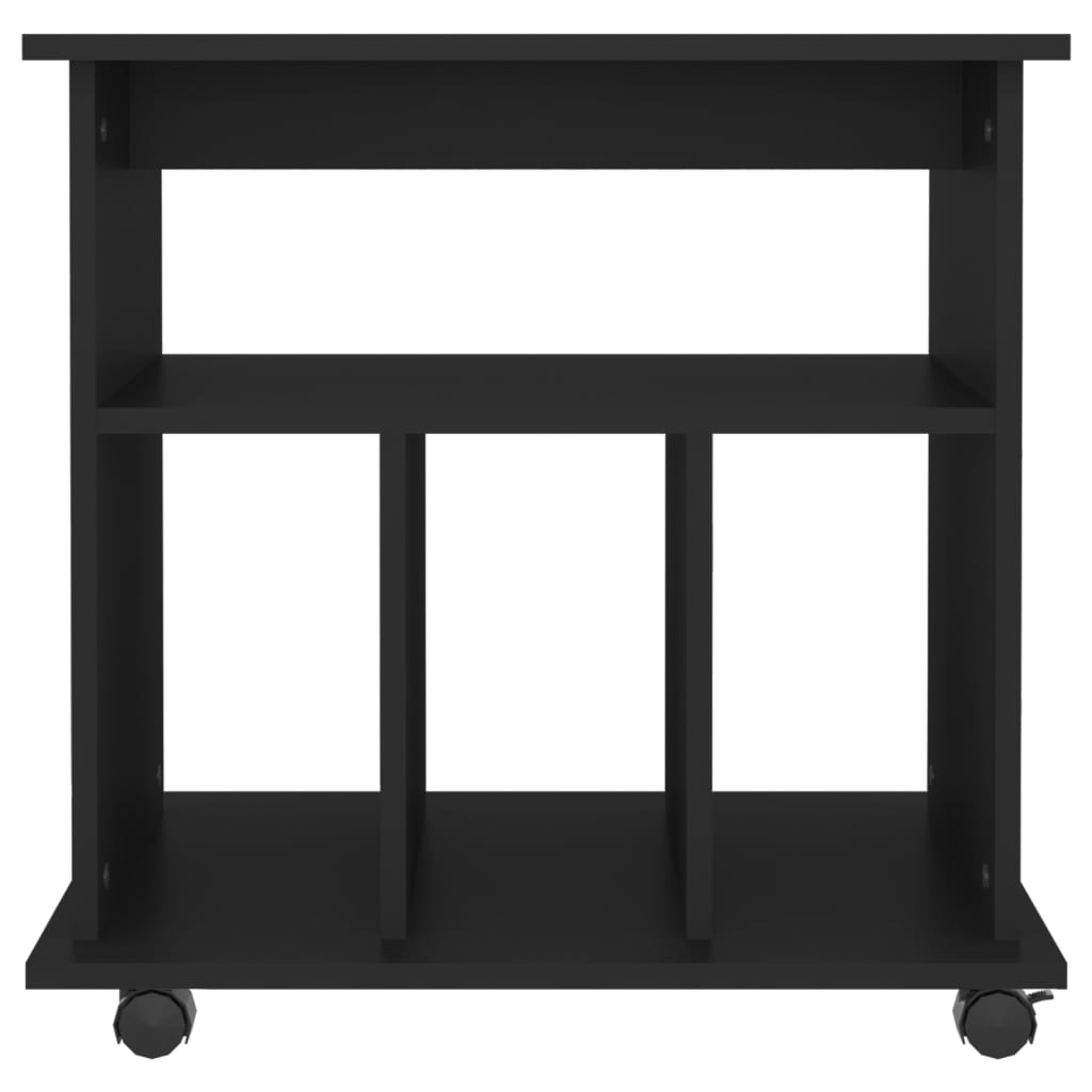 Cabinet with castors, black, 60x45x60cm, engineered wood