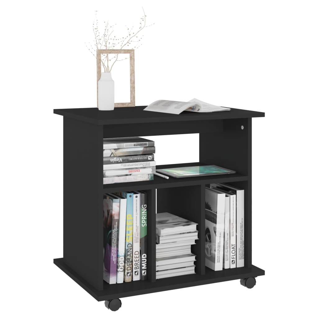 Cabinet with castors, black, 60x45x60cm, engineered wood