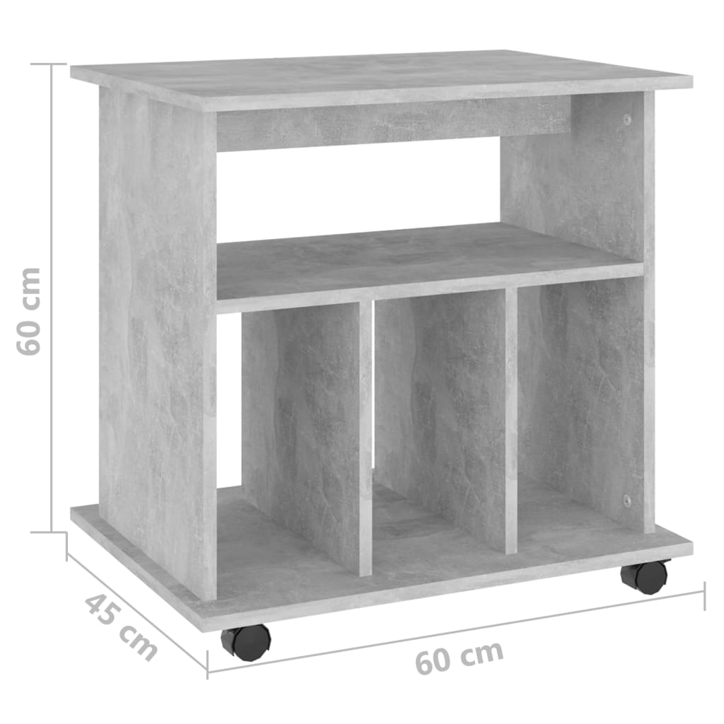 Cabinet with wheels, concrete, 60x45x60cm, treated wood