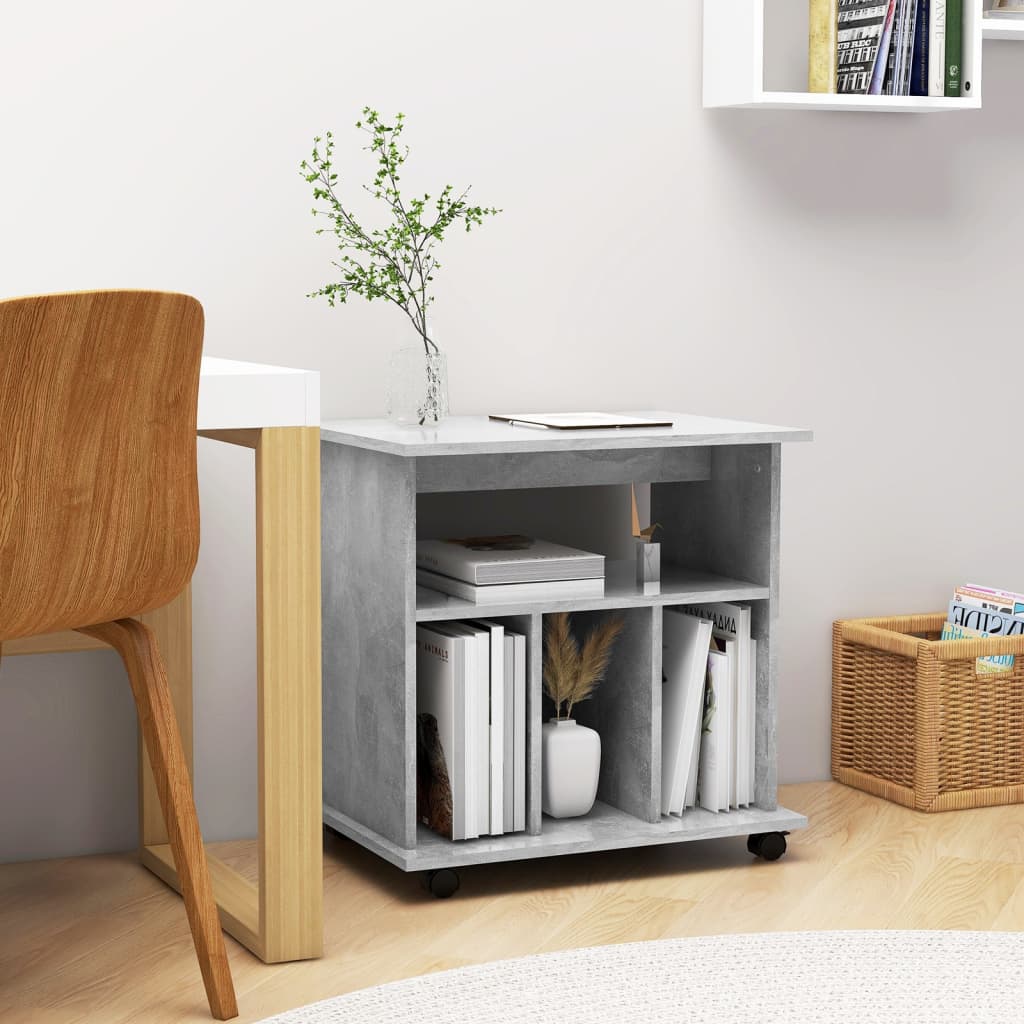 Cabinet with wheels, concrete, 60x45x60cm, treated wood