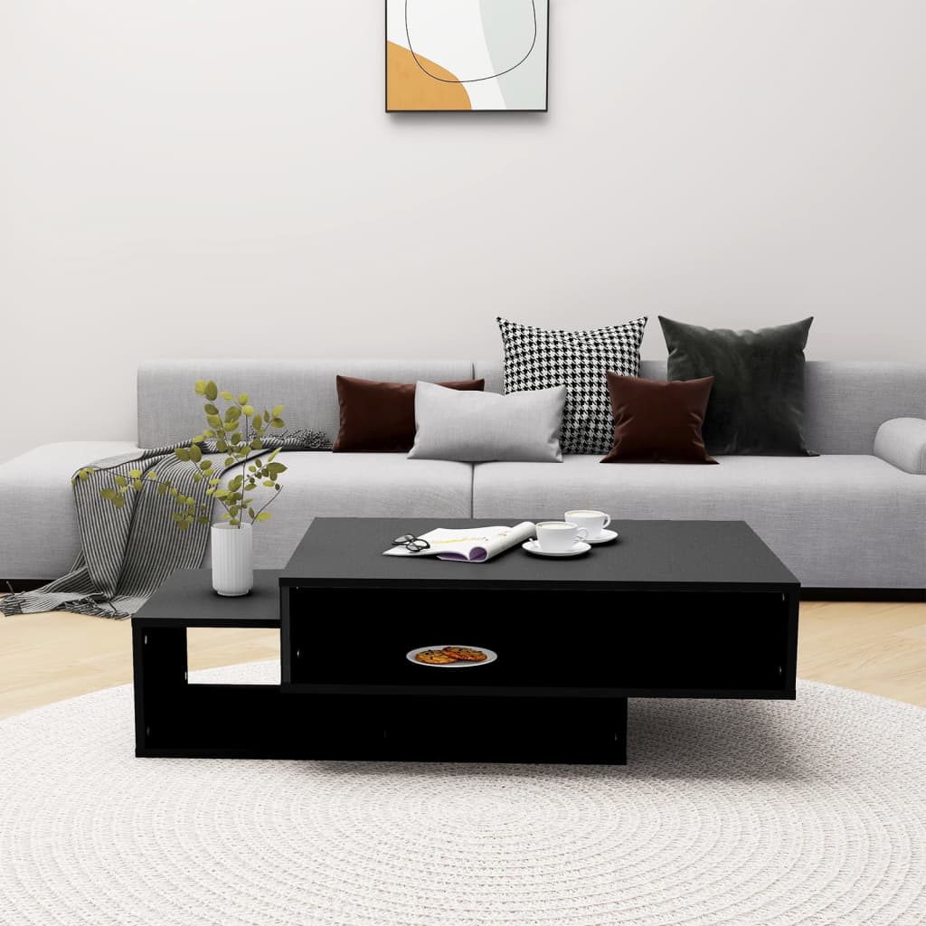 Coffee table, black, 105x55x32cm, engineered wood