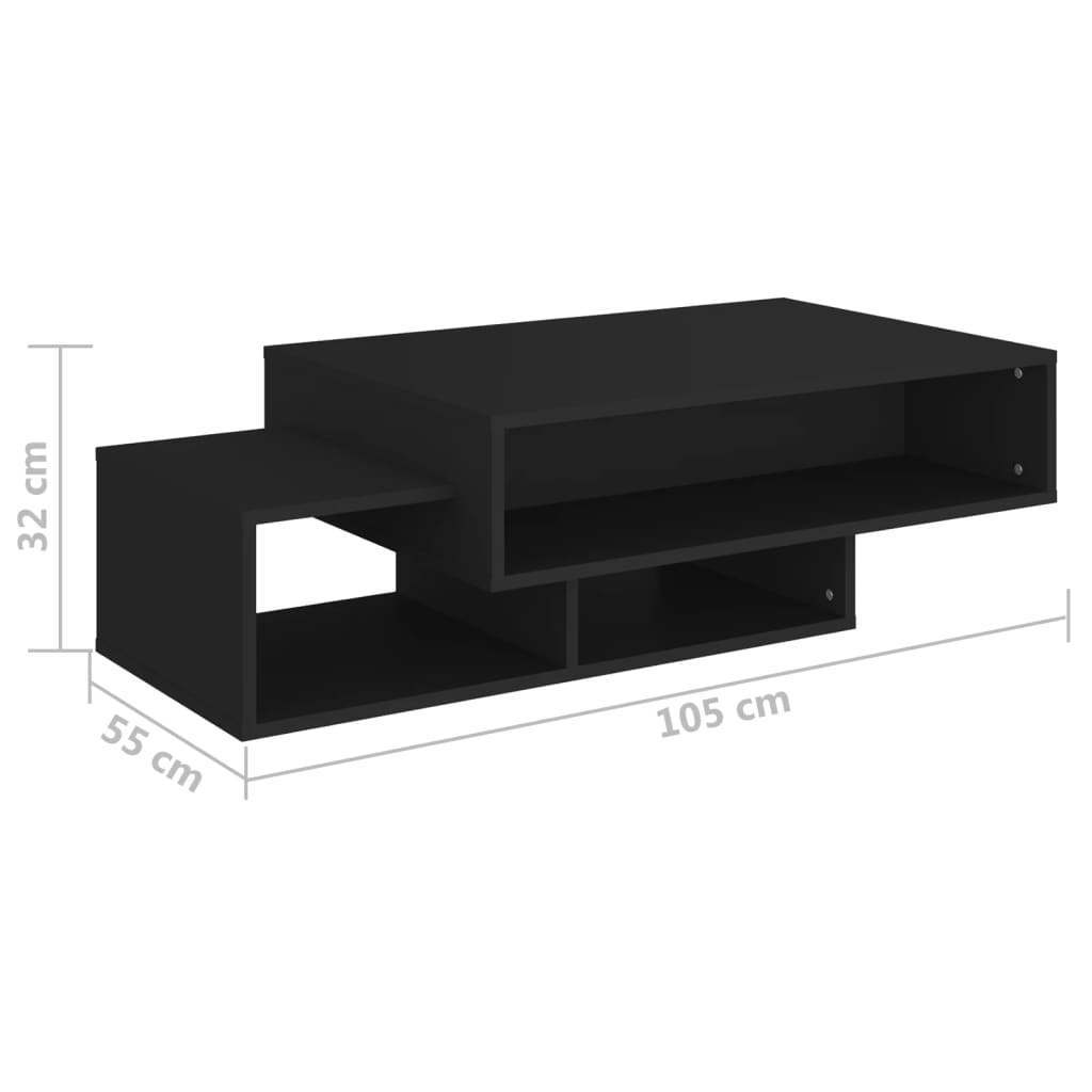 Coffee table, black, 105x55x32cm, engineered wood