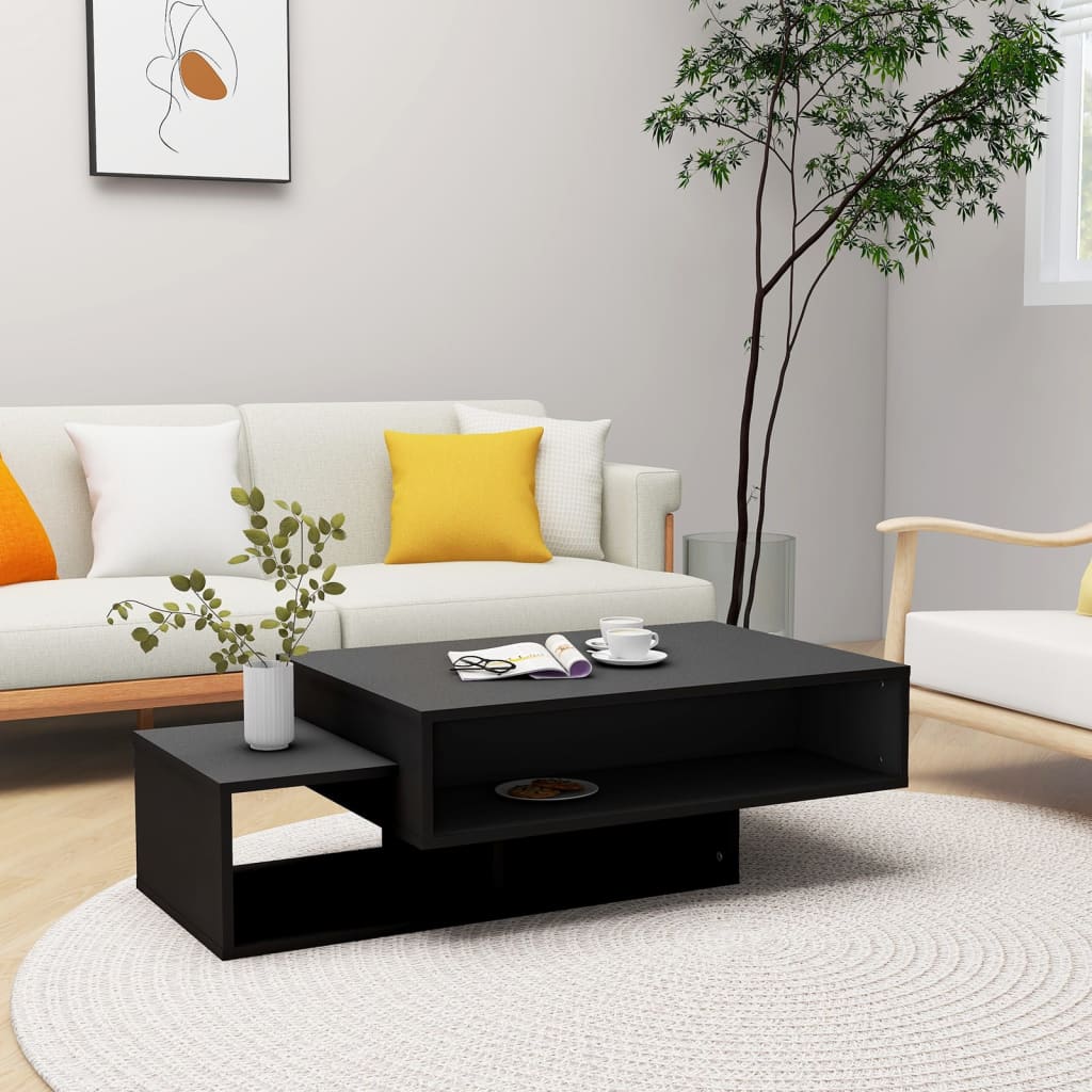 Coffee table, black, 105x55x32cm, engineered wood