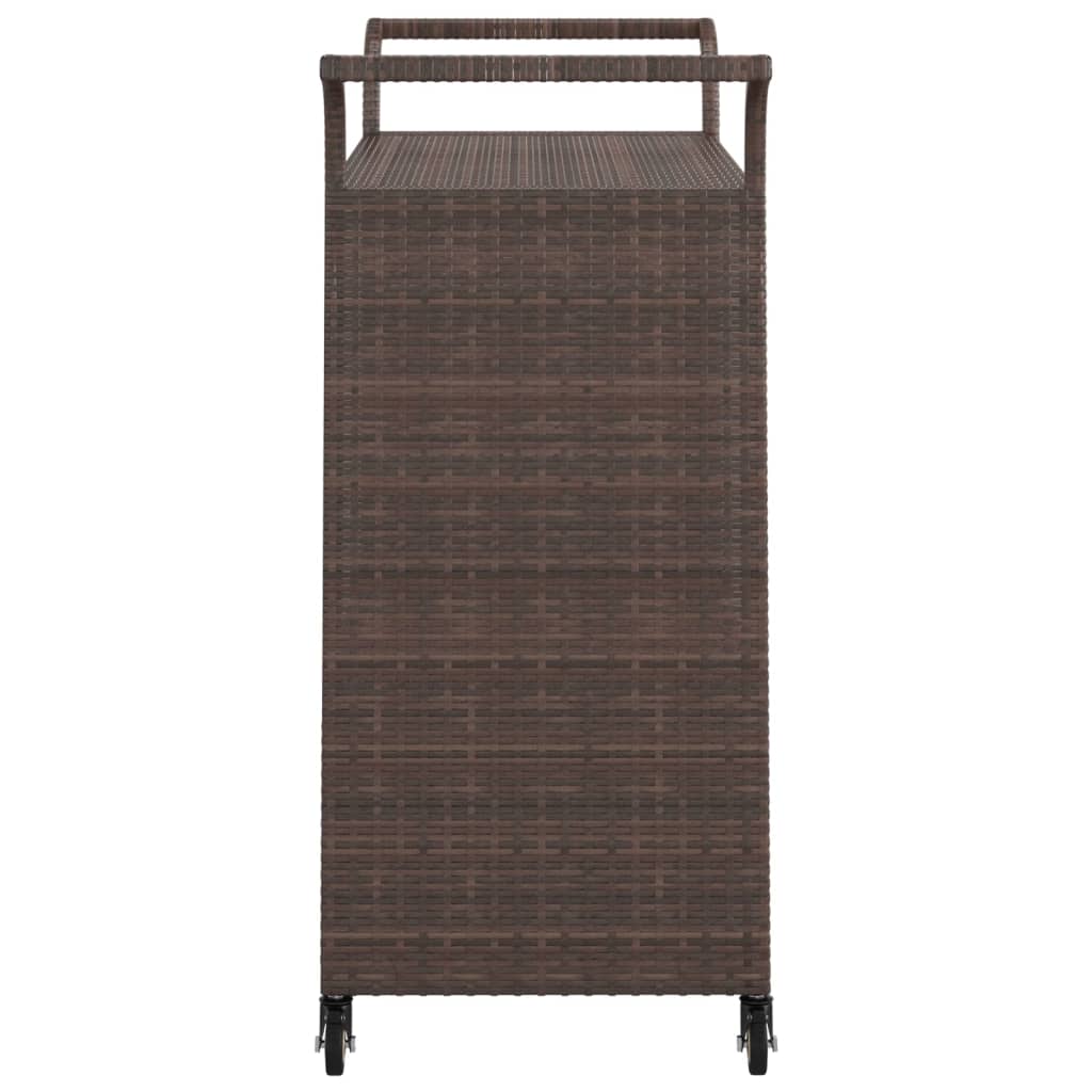 Baro vežimėlis su stalčiumi, rudas, 100x45x97cm, poliratanas