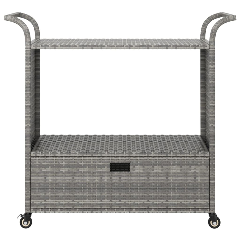 Bar cart with drawer, gray, 100x45x97cm, poly rattan