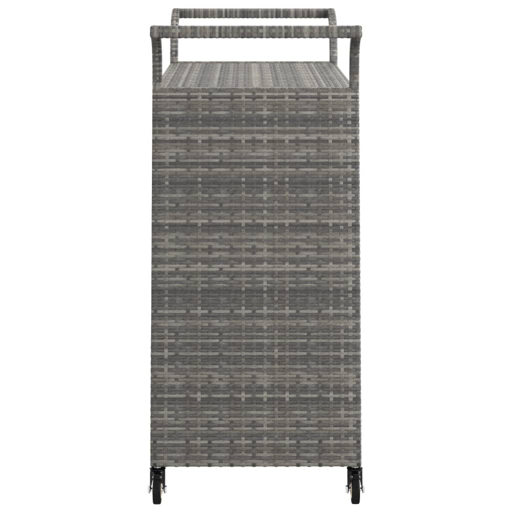Baro vežimėlis su stalčiumi, pilkas, 100x45x97cm, poliratanas