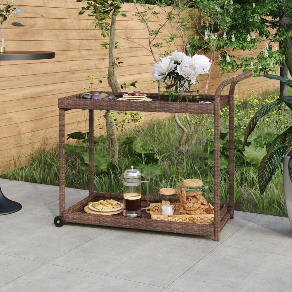 Bar cart, brown, 100x45x83cm, poly rattan