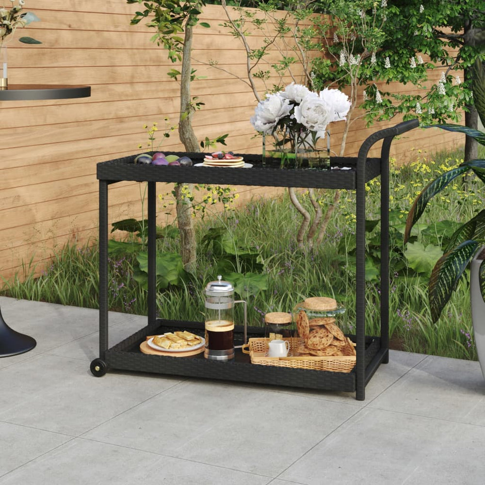 Bar cart, black, 100x45x83cm, polyrattan