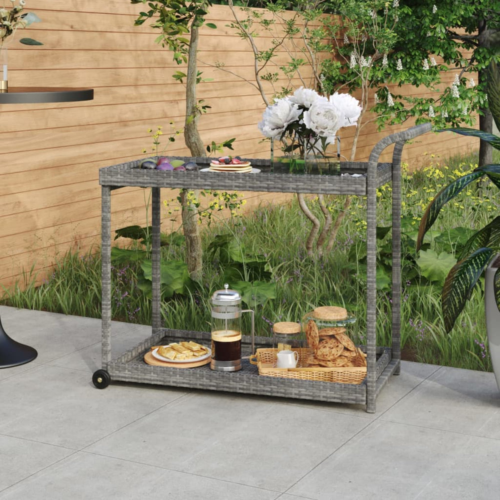 Bar cart, grey, 100x45x83cm, poly rattan