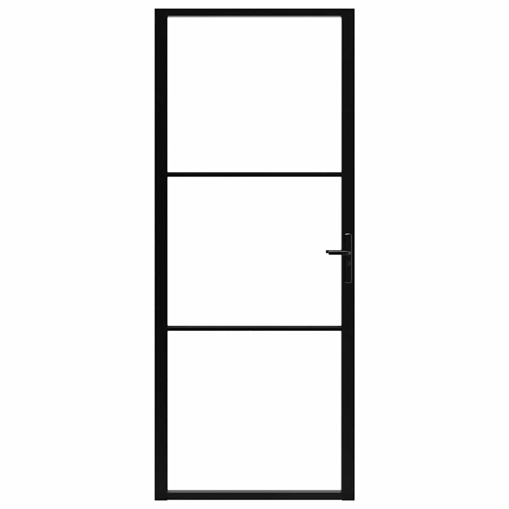 Vidaus durys, juodos, 93x201,5cm, ESG stiklas ir aliuminis
