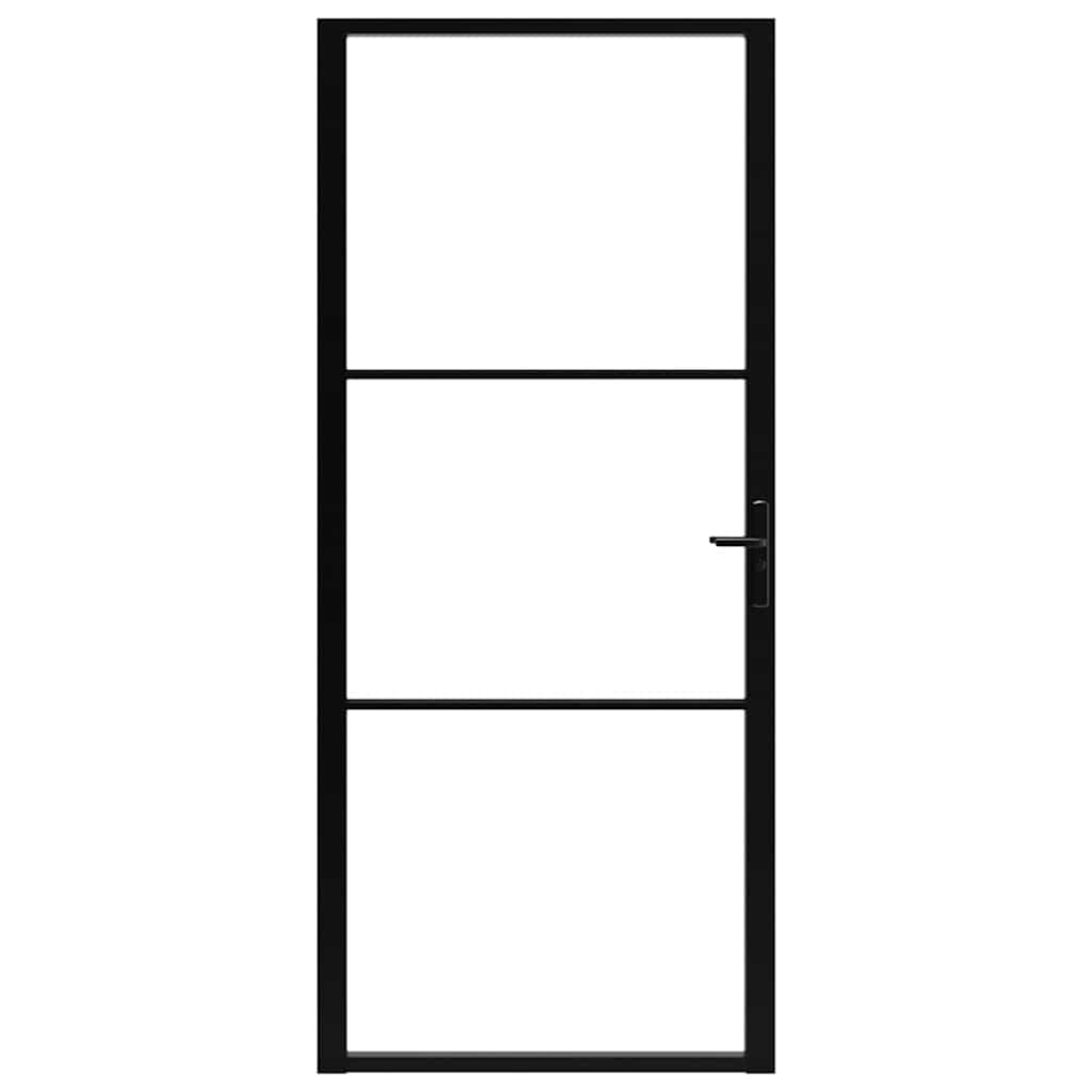 Vidaus durys, juodos, 102,5x201,5cm, ESG stiklas ir aliuminis