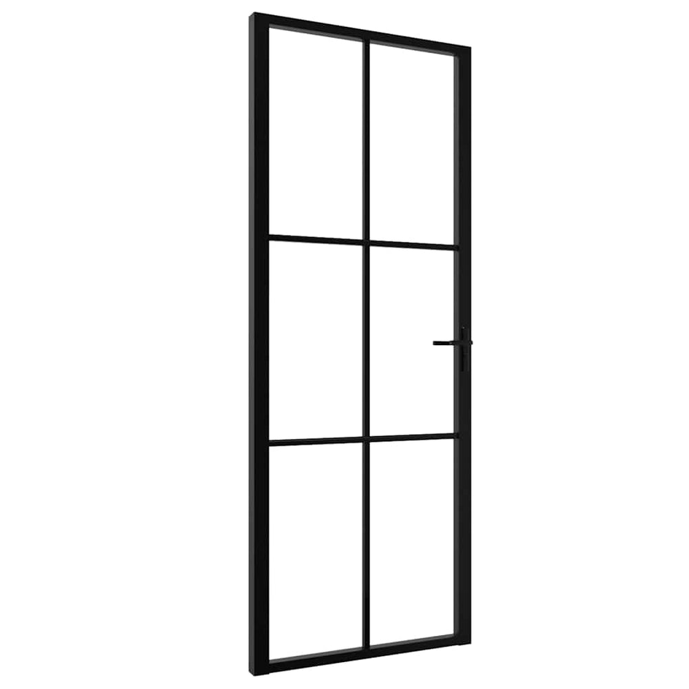 Vidaus durys, juodos, 76x201,5cm, ESG stiklas ir aliuminis